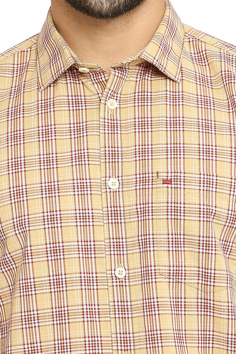 BASICS SLIM FIT COTTON CHECKS HALFSLEEVES SHIRT