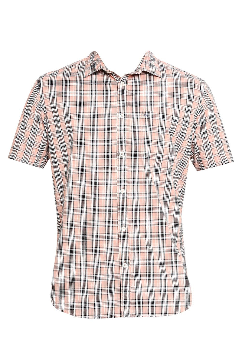 BASICS SLIM FIT COTTON CHECKS HALFSLEEVES SHIRT