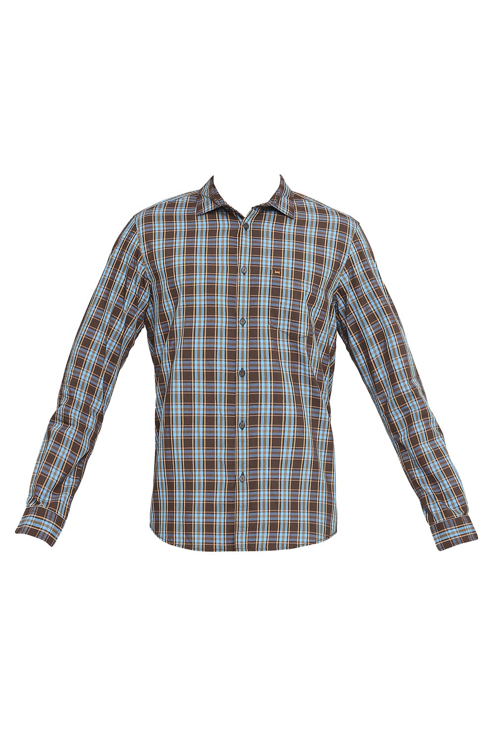 BASICS SLIM FIT COTTON POLYESTER CHECKS SHIRT