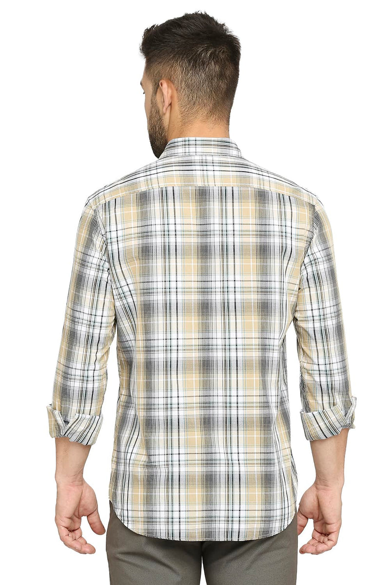 BASICS SLIM FIT COTTON POLYESTER CHECKS SHIRT