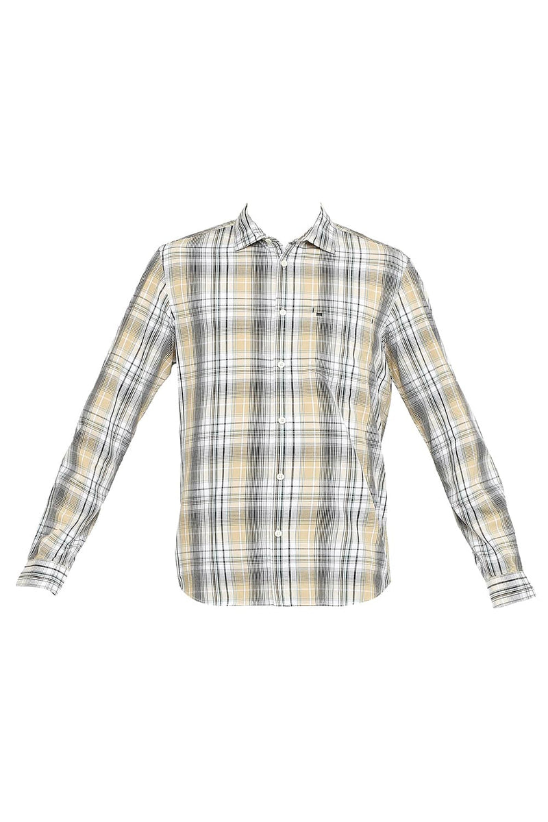 BASICS SLIM FIT COTTON POLYESTER CHECKS SHIRT