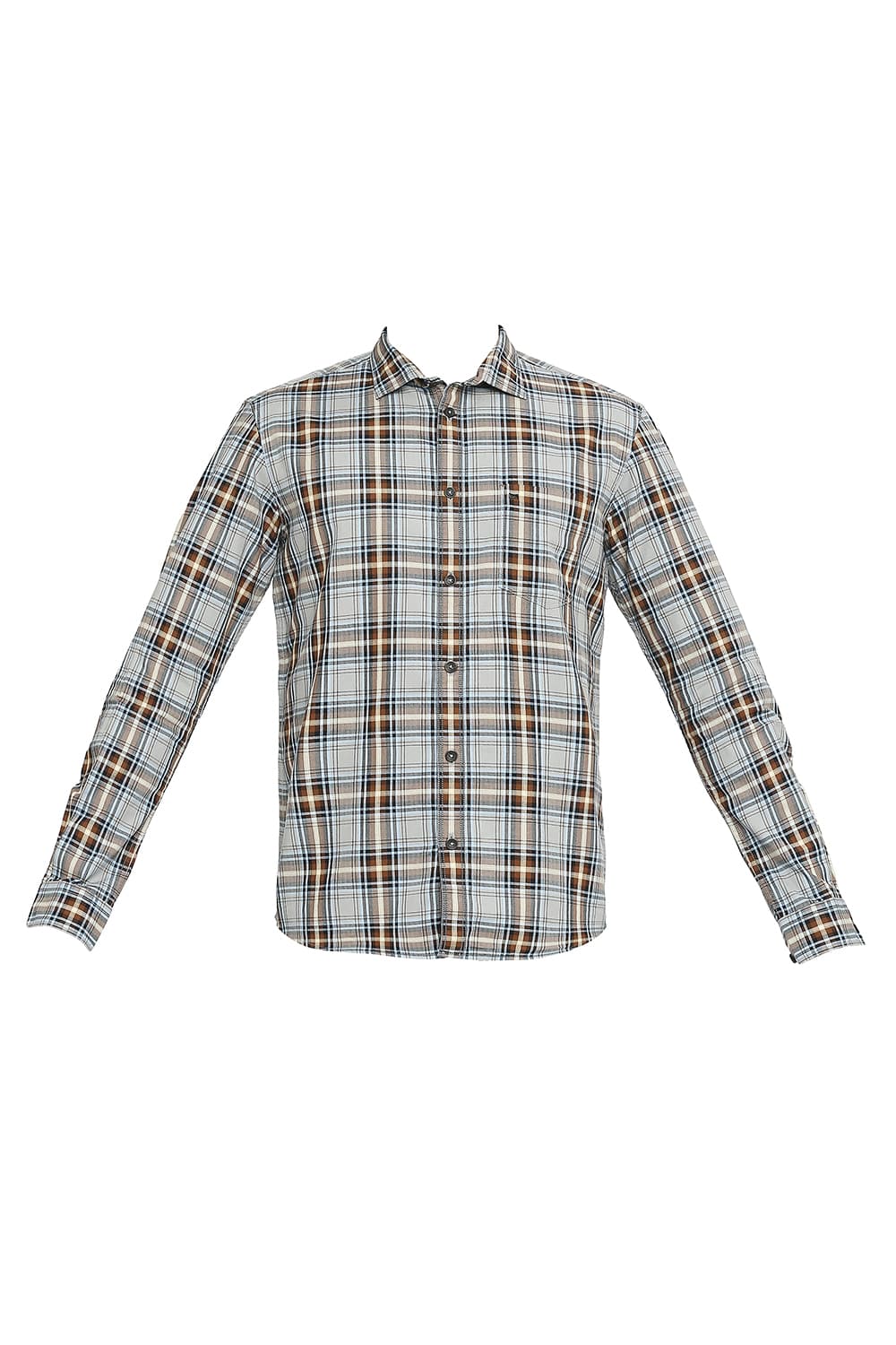 BASICS SLIM FIT COTTON TWILL CHECKS SHIRT