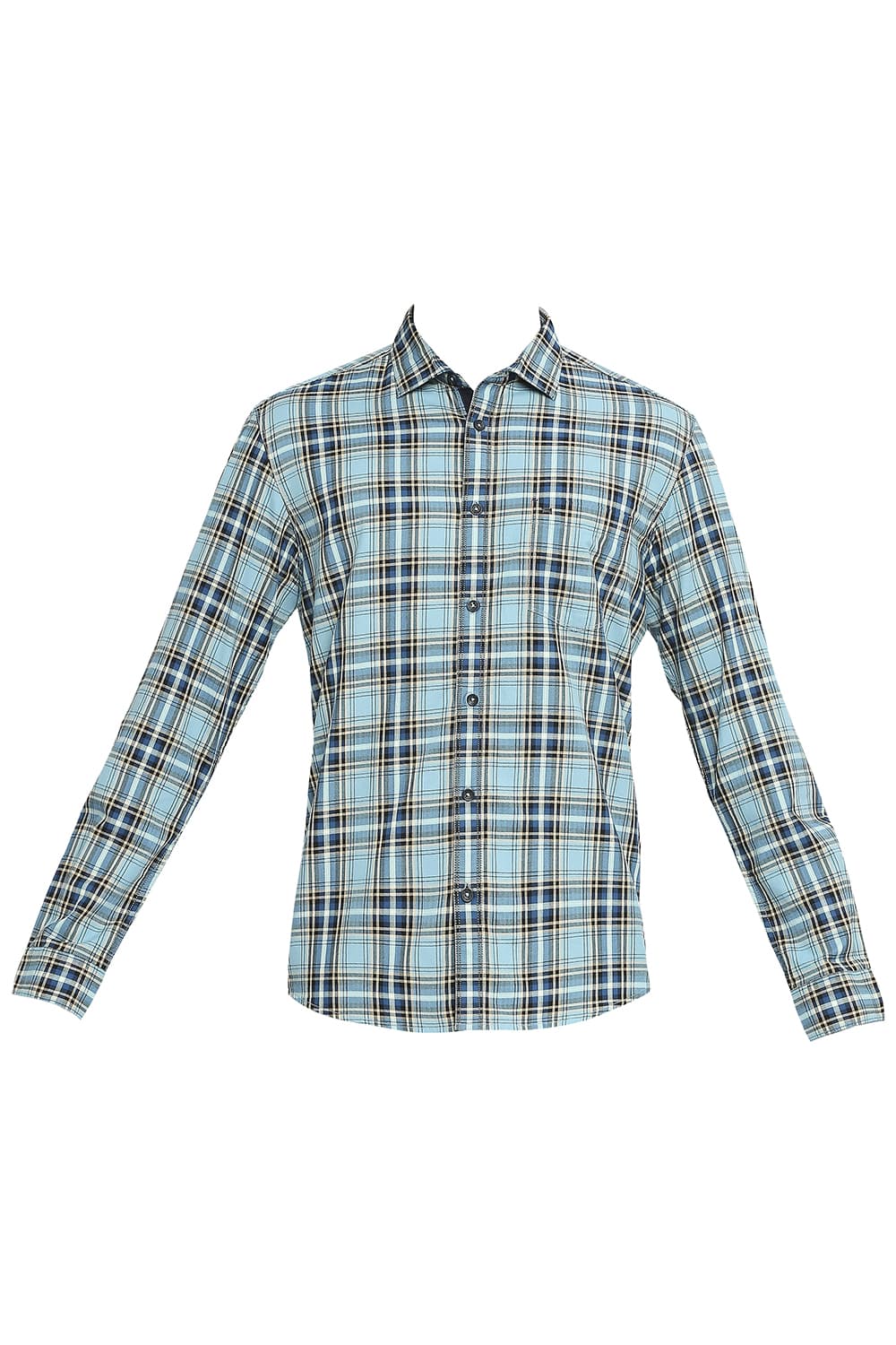 BASICS SLIM FIT COTTON TWILL CHECKS SHIRT