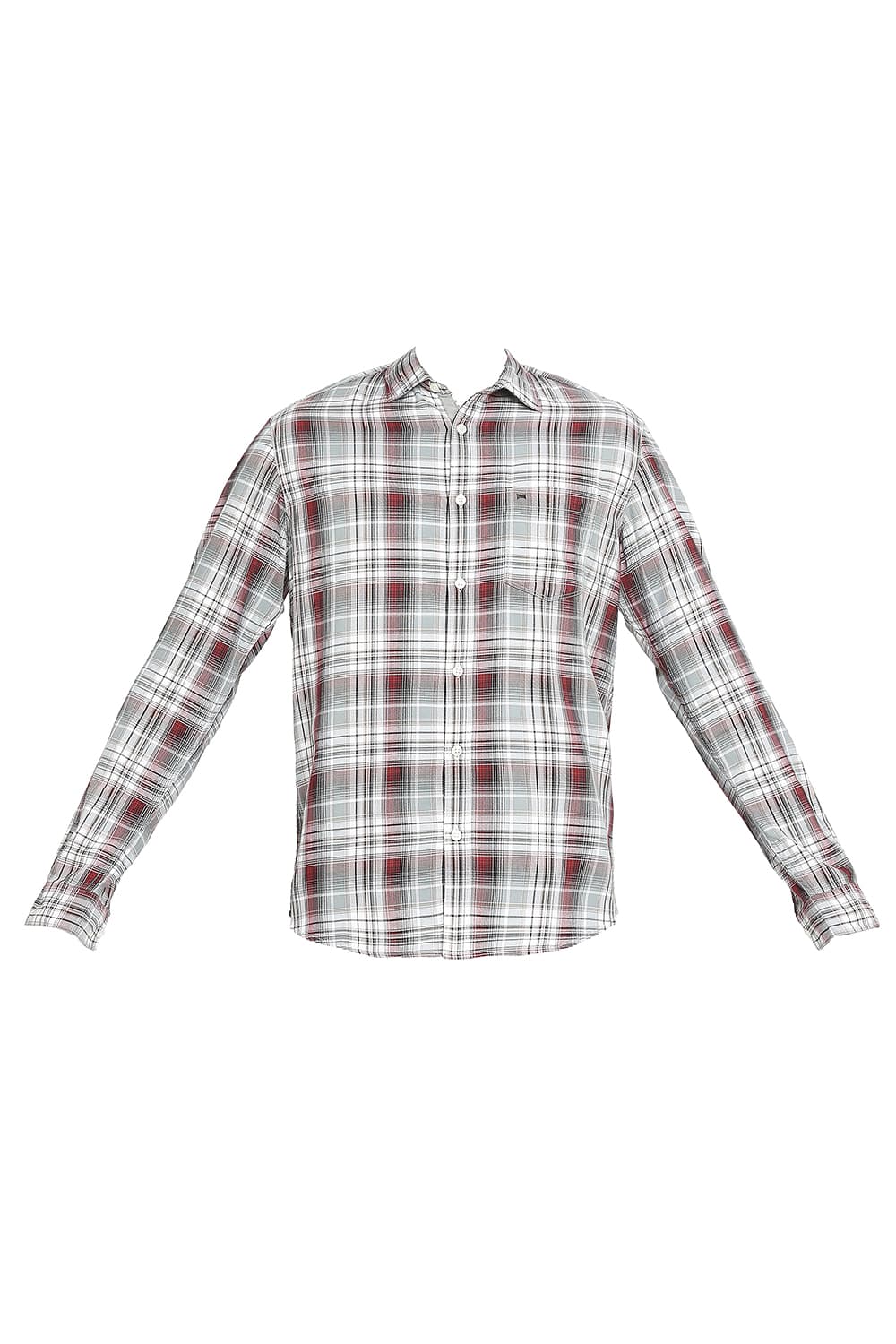 BASICS SLIM FIT COTTON POLYESTER TWILL CHECKS SHIRT