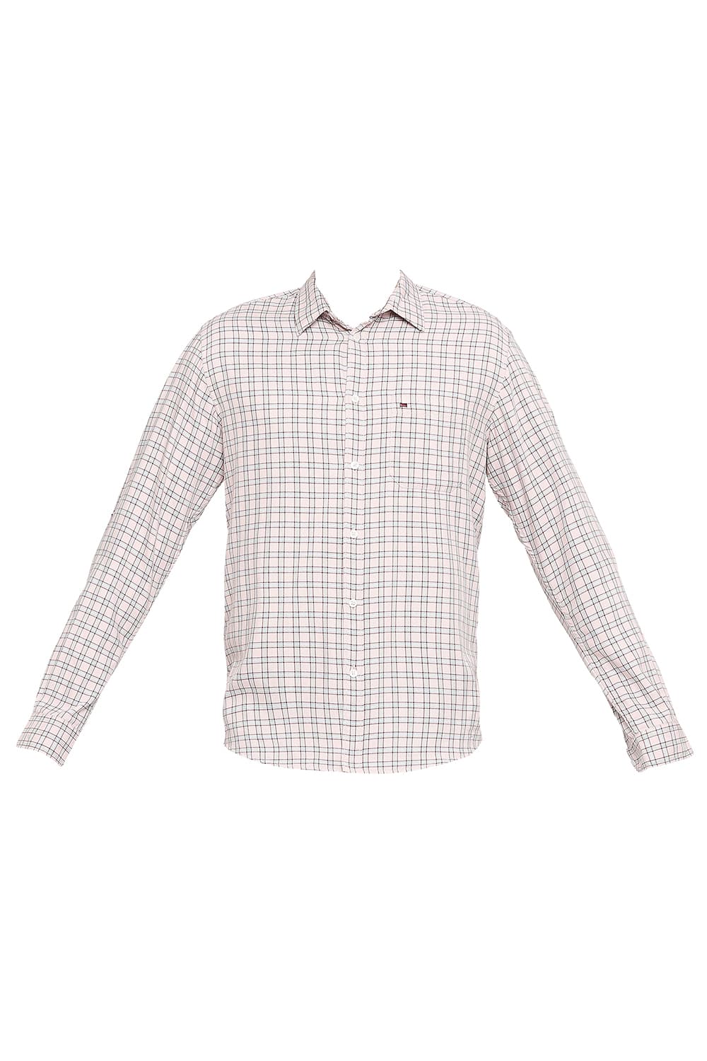 BASICS SLIM FIT COTTON POLYESTER TWILL CHECKS SHIRT