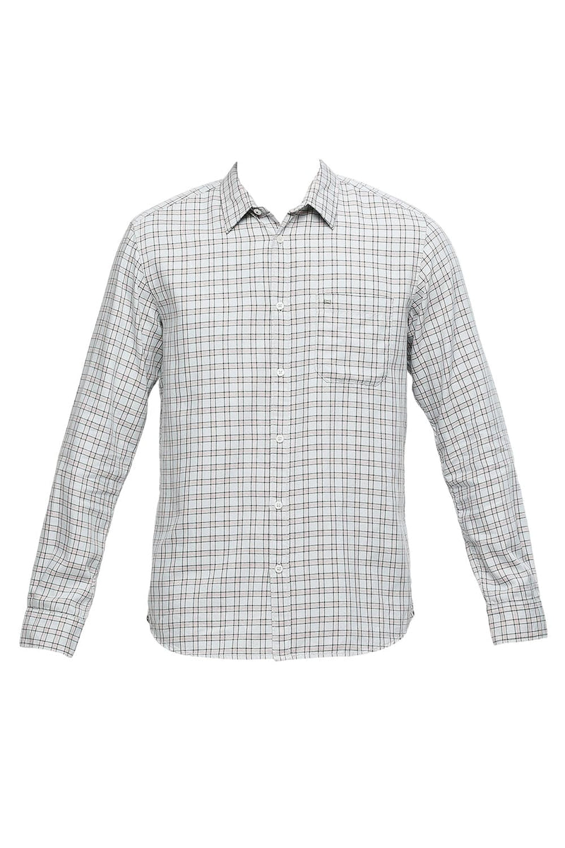 BASICS SLIM FIT COTTON POLYESTER TWILL CHECKS SHIRT