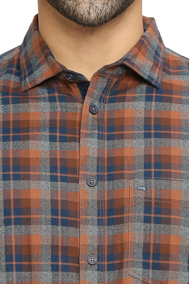 BASICS SLIM FIT COTTON TWILL CHECKS SHIRT