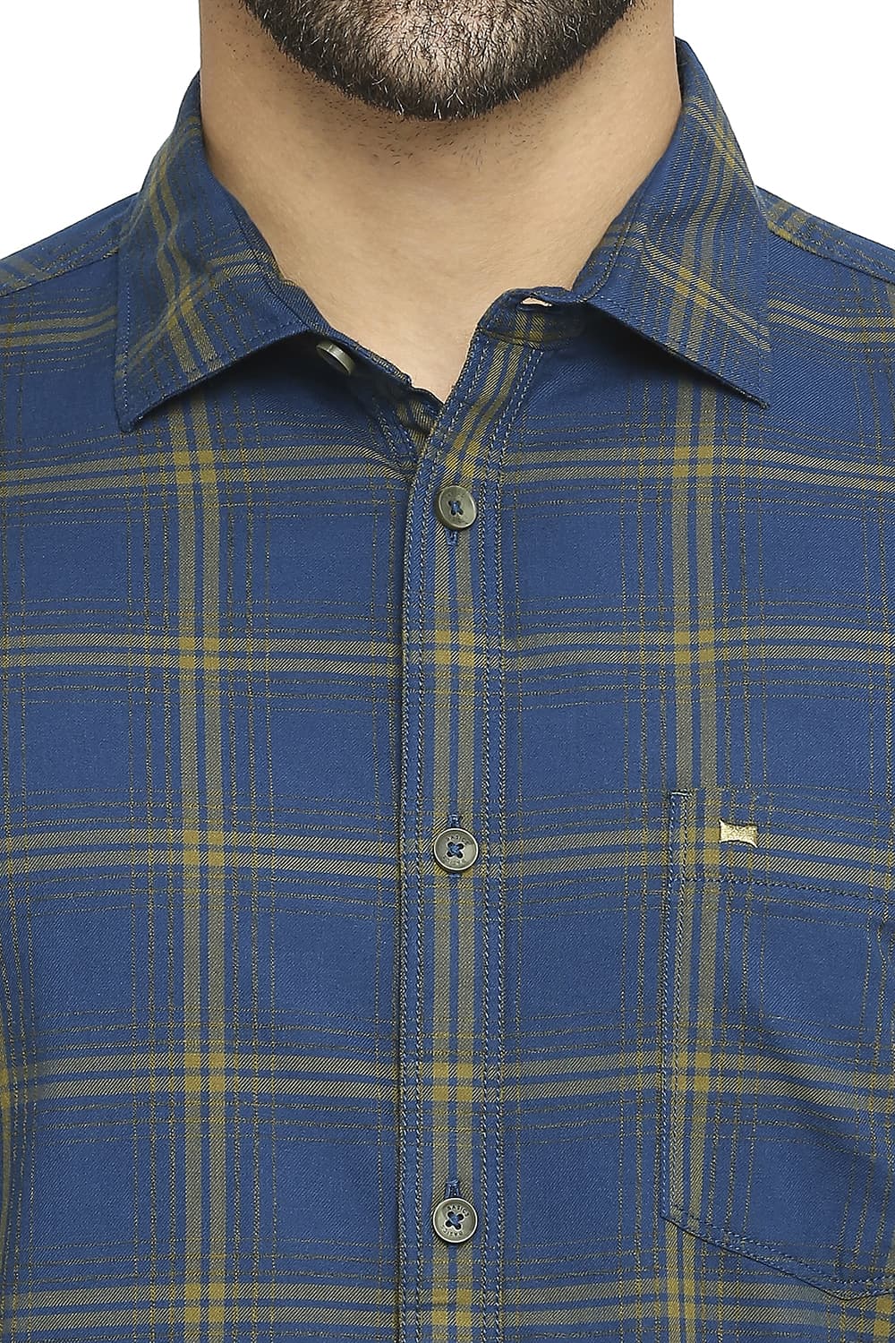 BASICS SLIM FIT COTTON TWILL CHECKS SHIRT