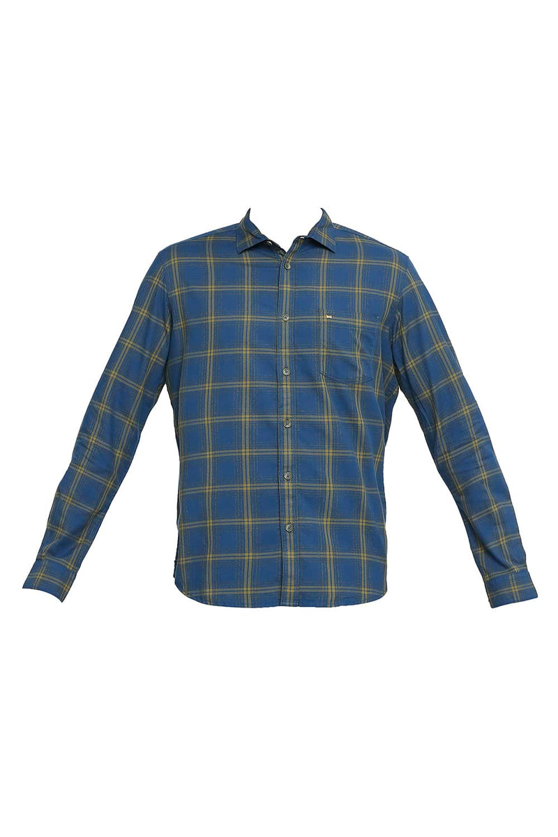 BASICS SLIM FIT COTTON TWILL CHECKS SHIRT