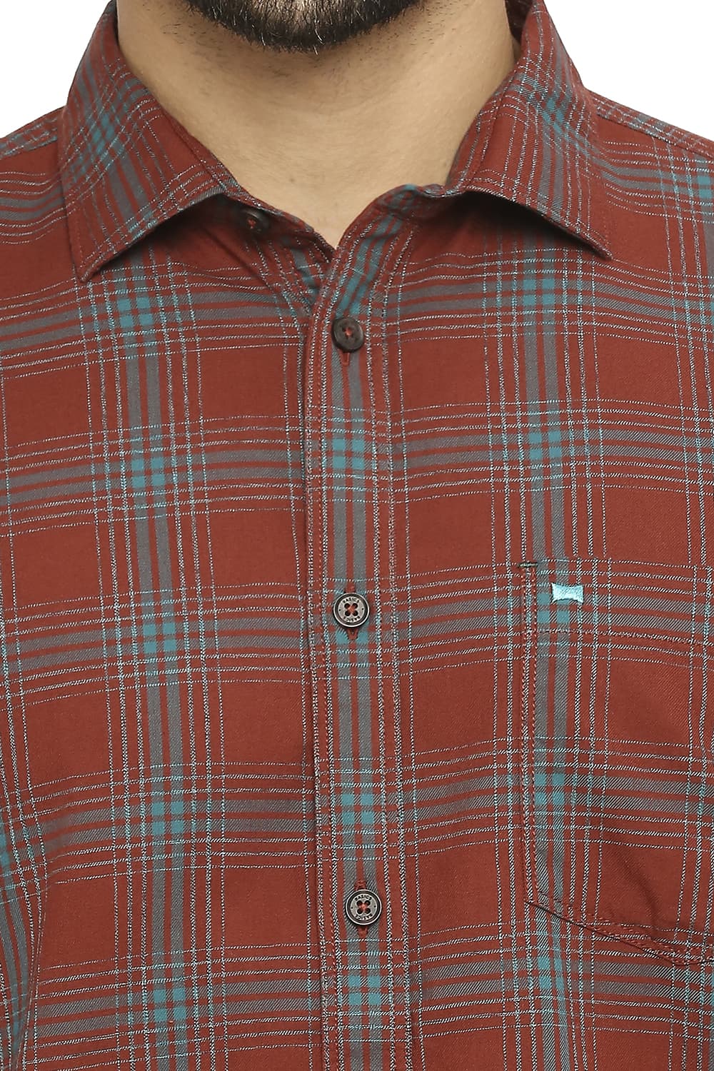 BASICS SLIM FIT COTTON TWILL CHECKS SHIRT