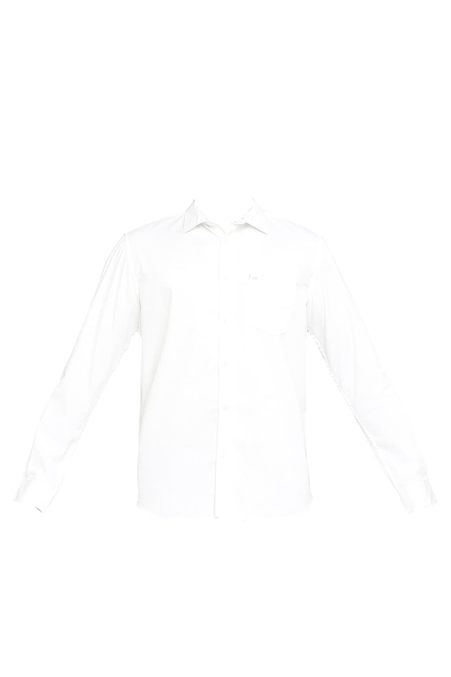 BASICS SLIM FIT BRIGHT WHITE COTTON POLYESTER CAVALARY TWILL SHIRT