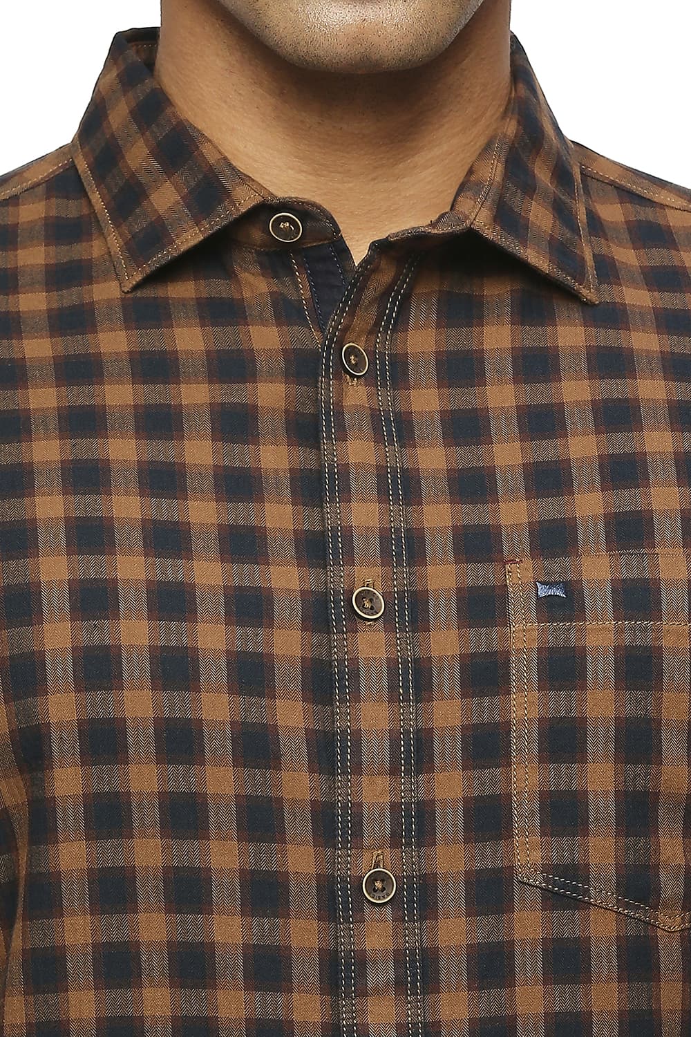 BASICS SLIM FIT COTTON TWILL CHECKS SHIRT