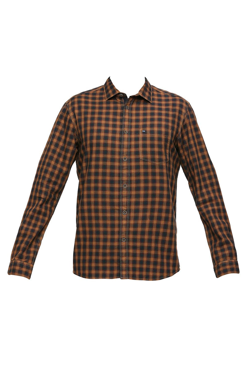 BASICS SLIM FIT COTTON TWILL CHECKS SHIRT