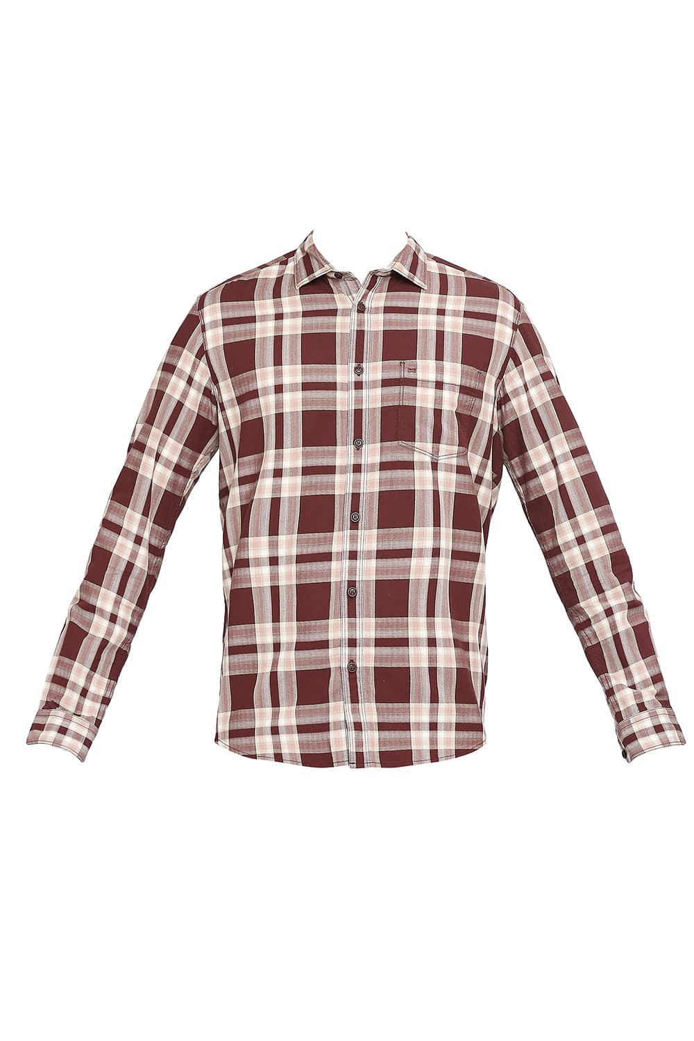 BASICS SLIM FIT COTTON TWILL CHECKS SHIRT