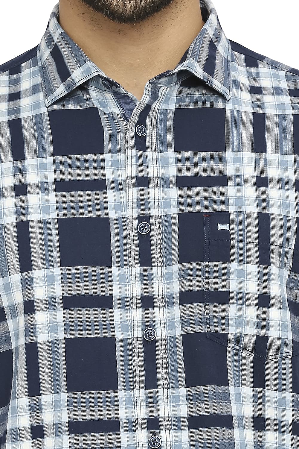 BASICS SLIM FIT COTTON TWILL CHECKS SHIRT