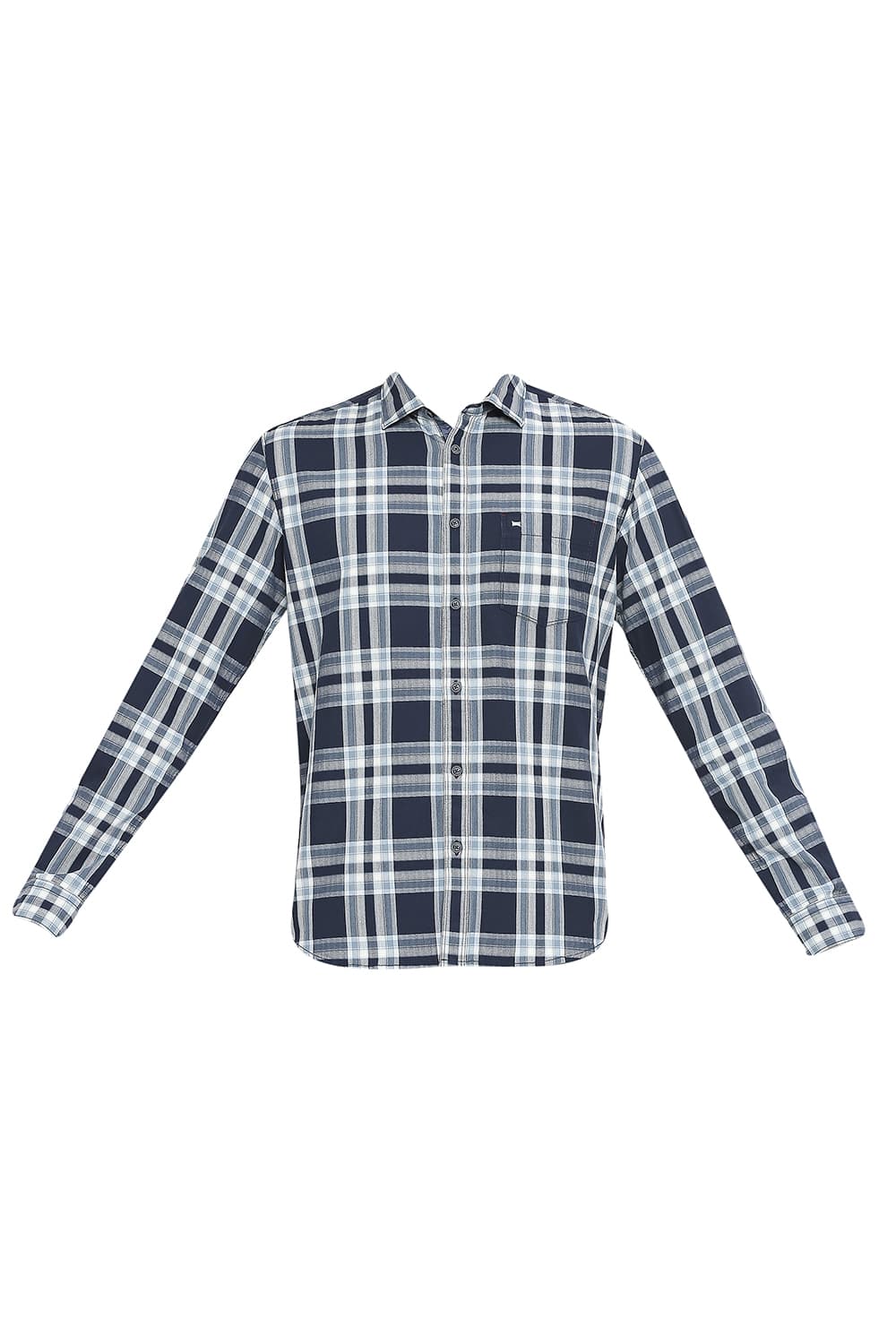 BASICS SLIM FIT COTTON TWILL CHECKS SHIRT