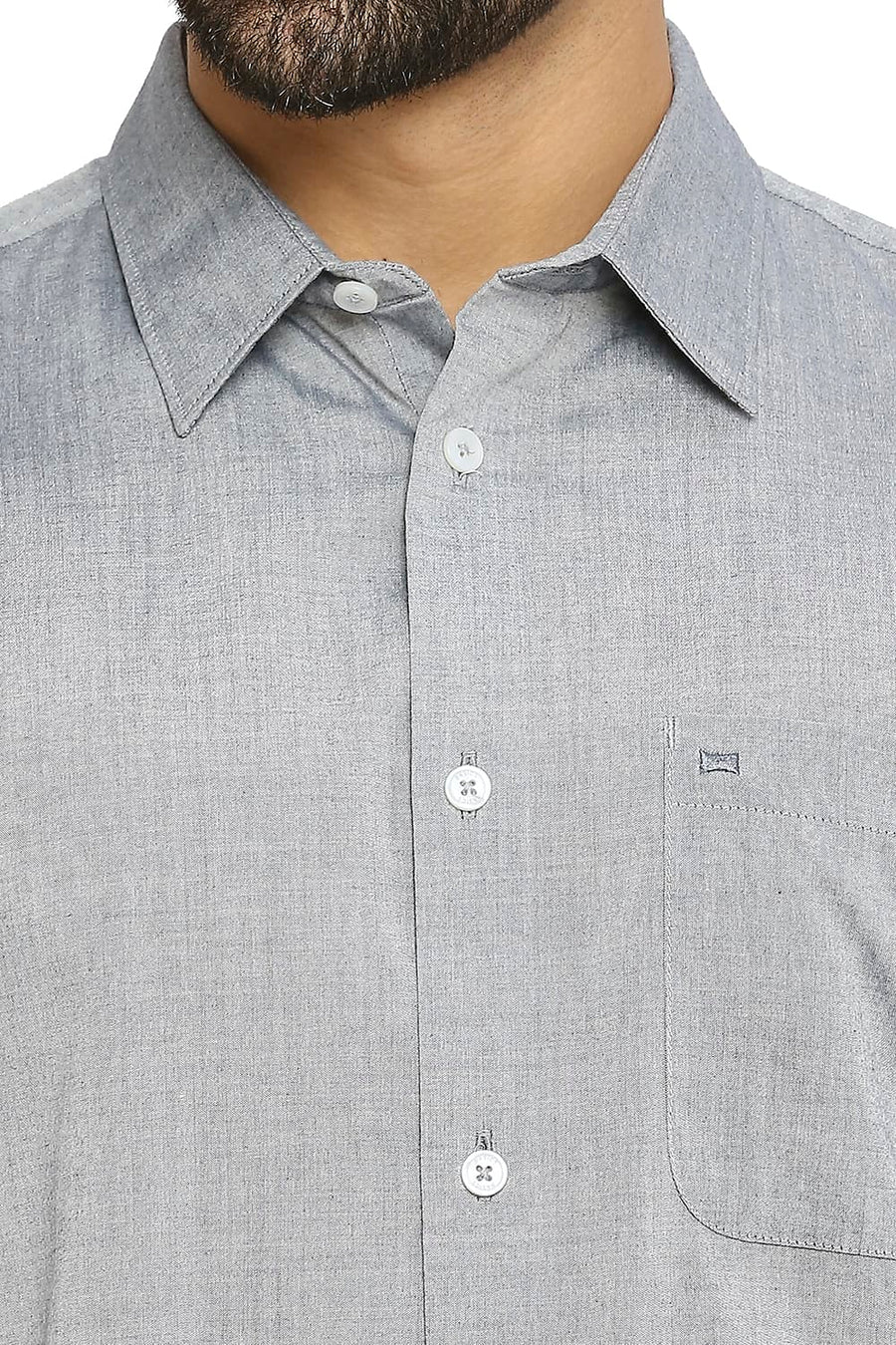 BASICS SLIM FIT ALLOY GREY COTTON POLYESTER VISCOSE SHIRT