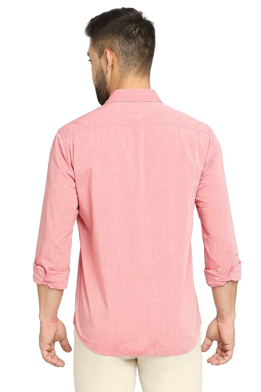BASICS SLIM FIT CLARET PINK COTTON POLYESTER VISCOSE SHIRT