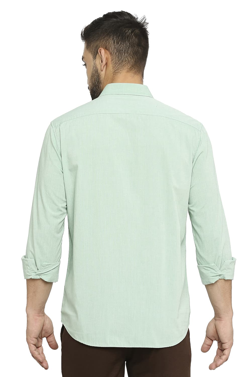 BASICS SLIM FIT COTTON POLYESTER VISCOSE SHIRT