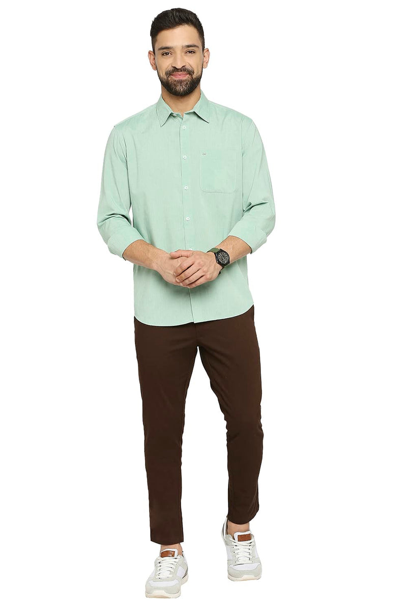 BASICS SLIM FIT COTTON POLYESTER VISCOSE SHIRT