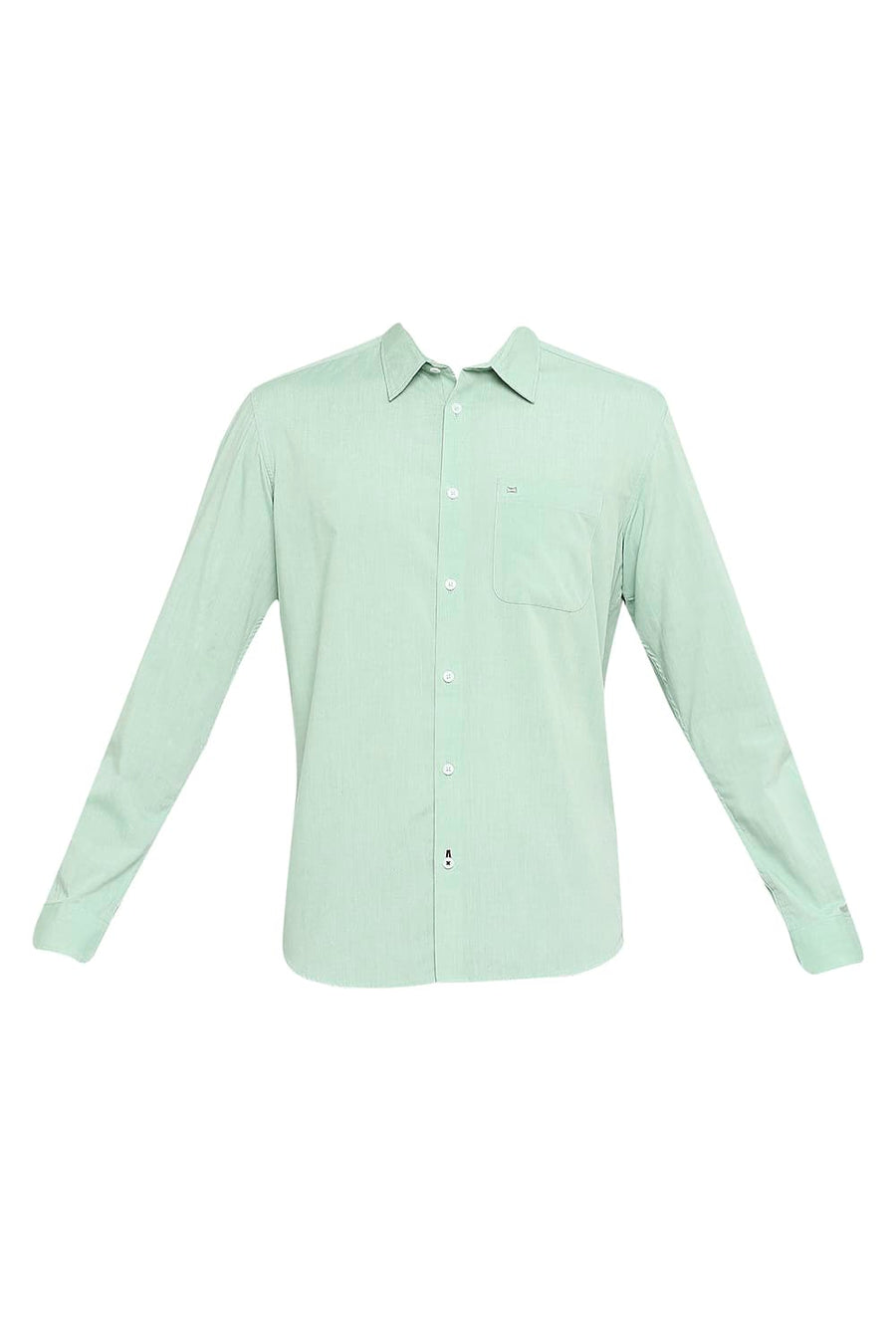 BASICS SLIM FIT CAMEO GREEN COTTON POLYESTER VISCOSE SHIRT