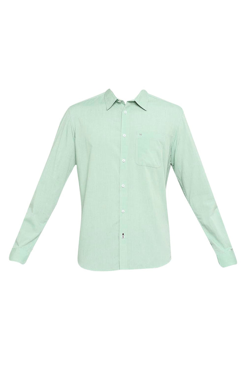 BASICS SLIM FIT COTTON POLYESTER VISCOSE SHIRT