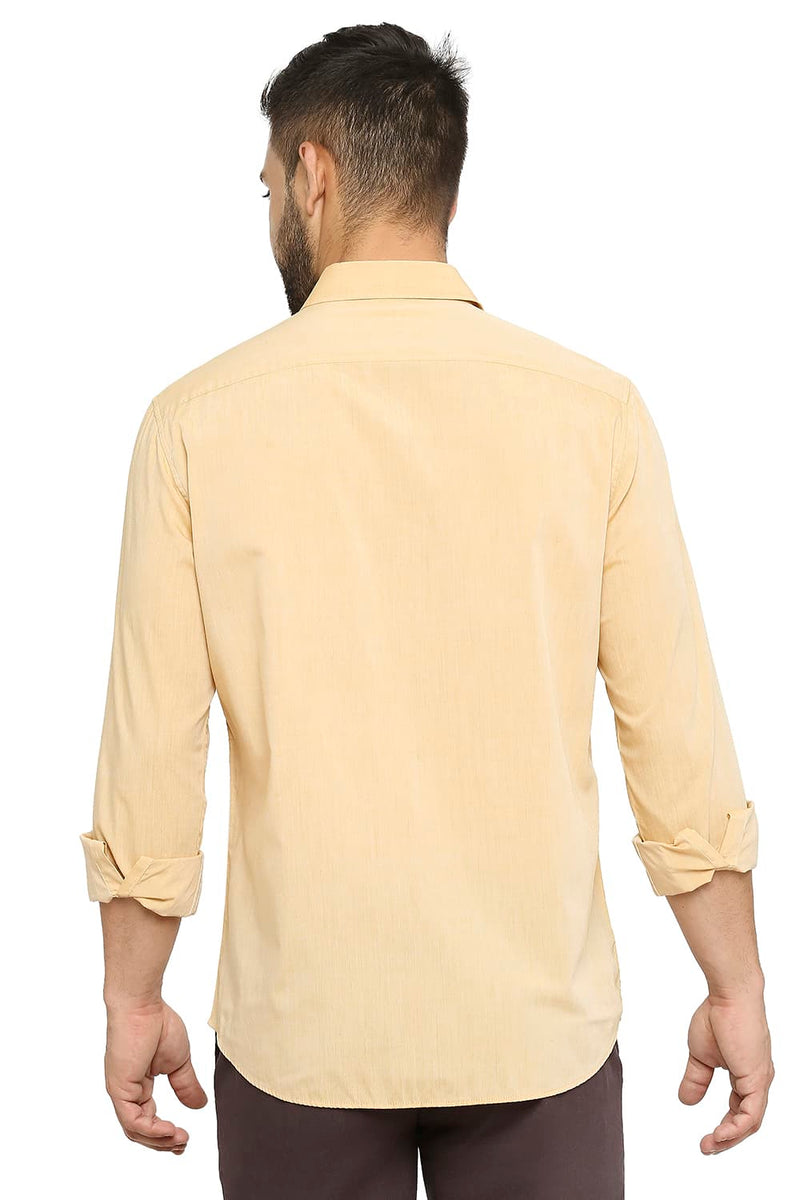 BASICS SLIM FIT COTTON POLYESTER VISCOSE SHIRT