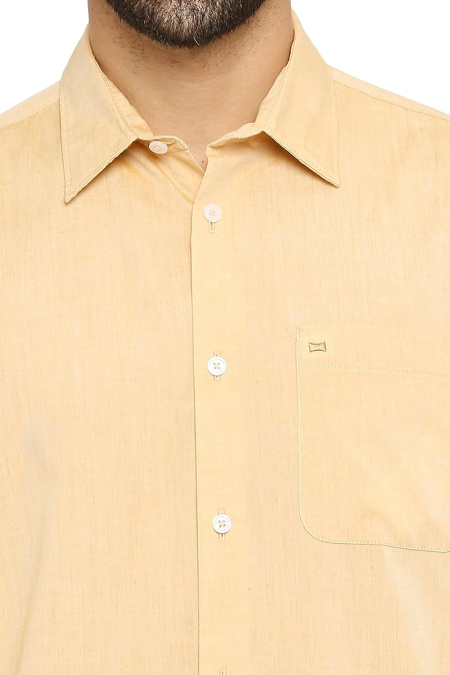 BASICS SLIM FIT GOLDEN ORANGE COTTON POLYESTER VISCOSE SHIRT