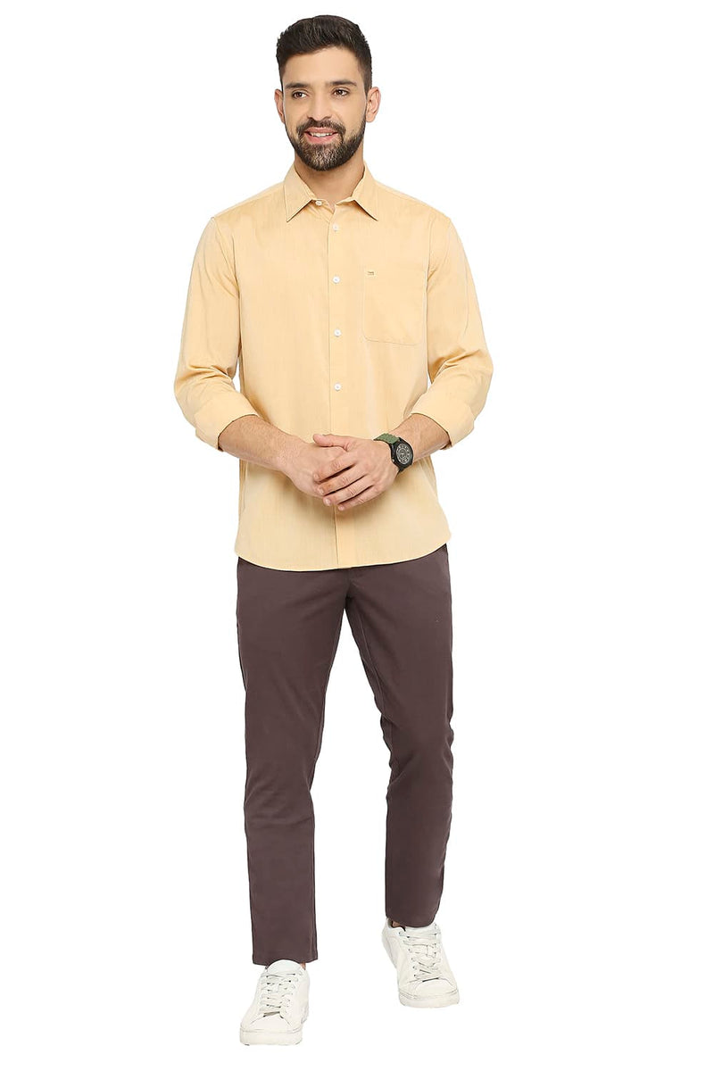 BASICS SLIM FIT COTTON POLYESTER VISCOSE SHIRT