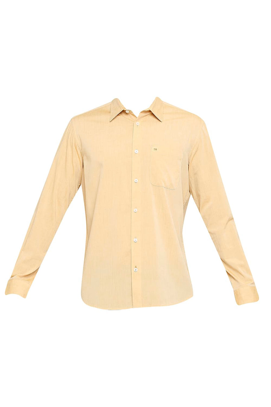 BASICS SLIM FIT GOLDEN ORANGE COTTON POLYESTER VISCOSE SHIRT
