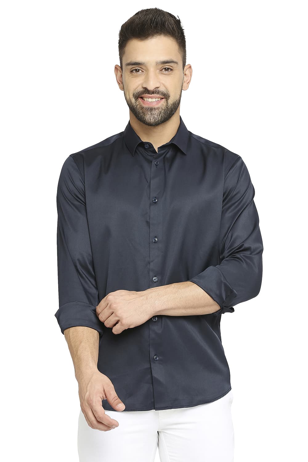 BASICS SLIM FIT POLYESTER STRETCH SHIRT