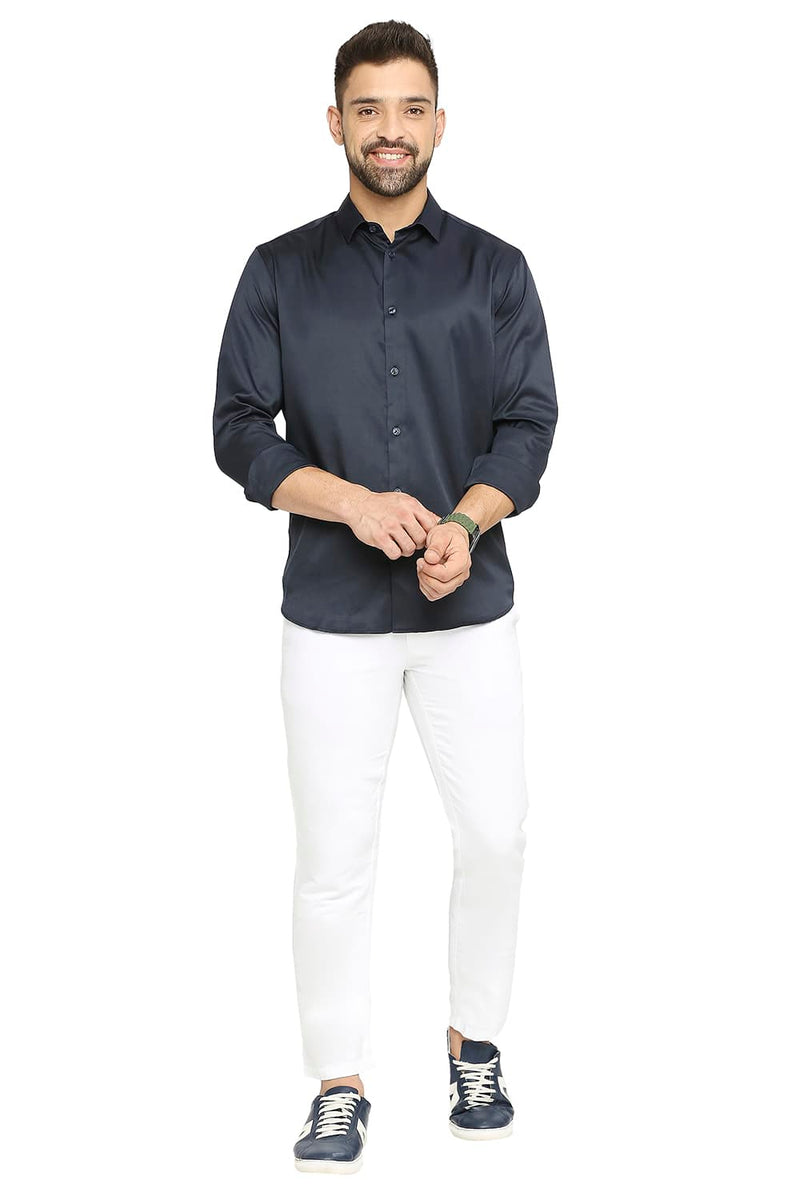 BASICS SLIM FIT POLYESTER STRETCH SHIRT