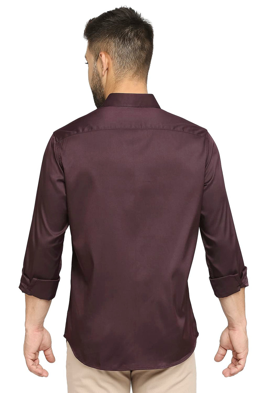 BASICS SLIM FIT ANEMONE PURPLE POLYESTER STRETCH SHIRT