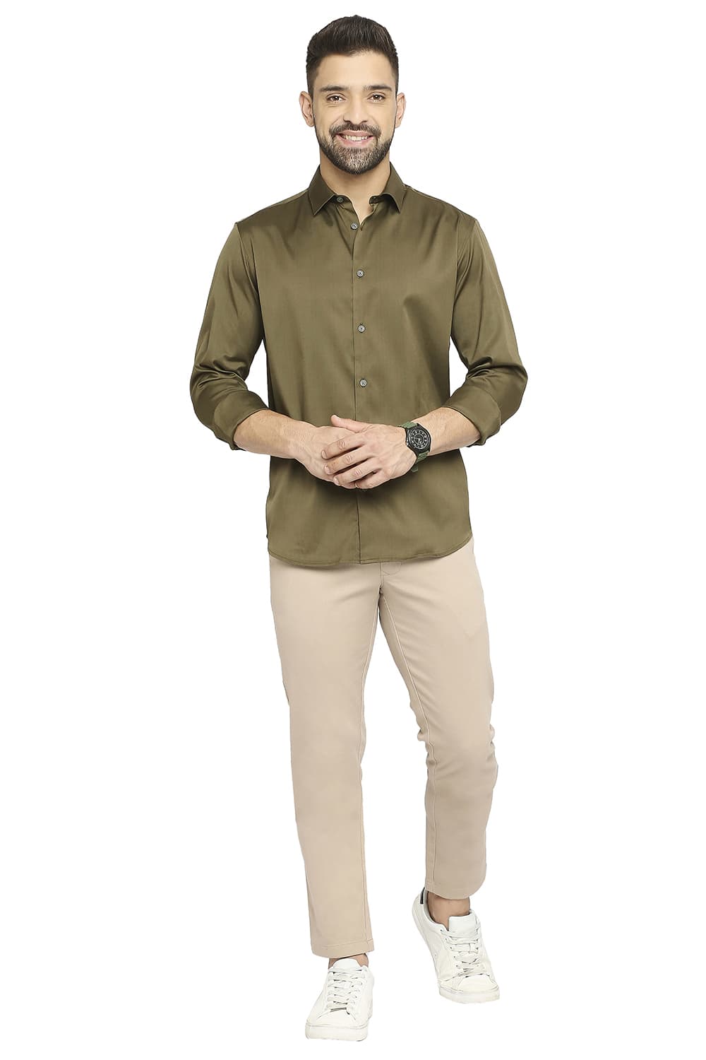 BASICS SLIM FIT POLYESTER STRETCH SHIRT