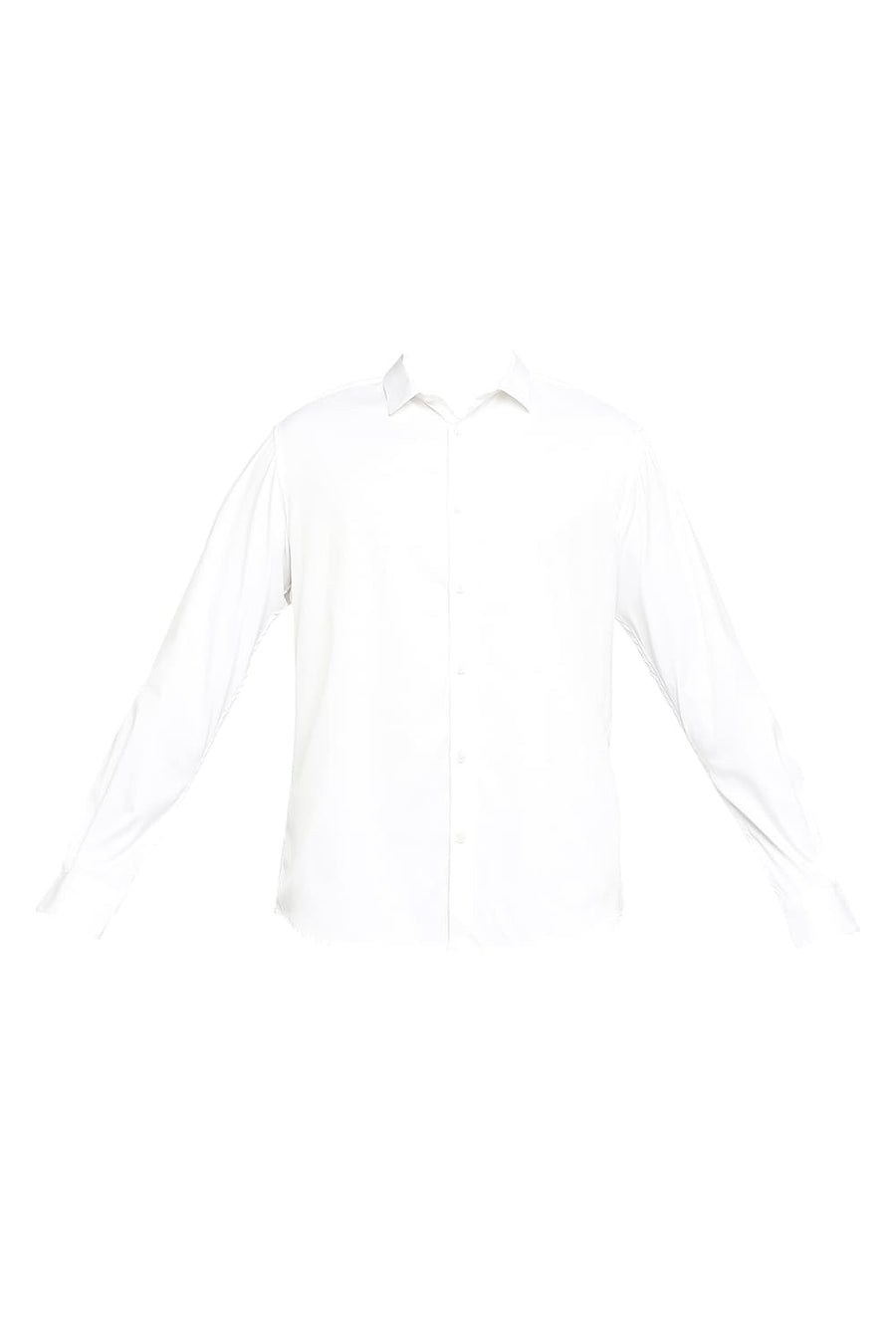 BASICS SLIM FIT VANILLA ICE WHITE POLYESTER STRETCH SHIRT