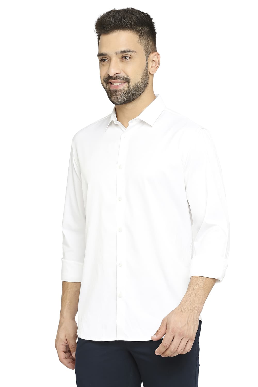 BASICS SLIM FIT POLYESTER STRETCH SHIRT