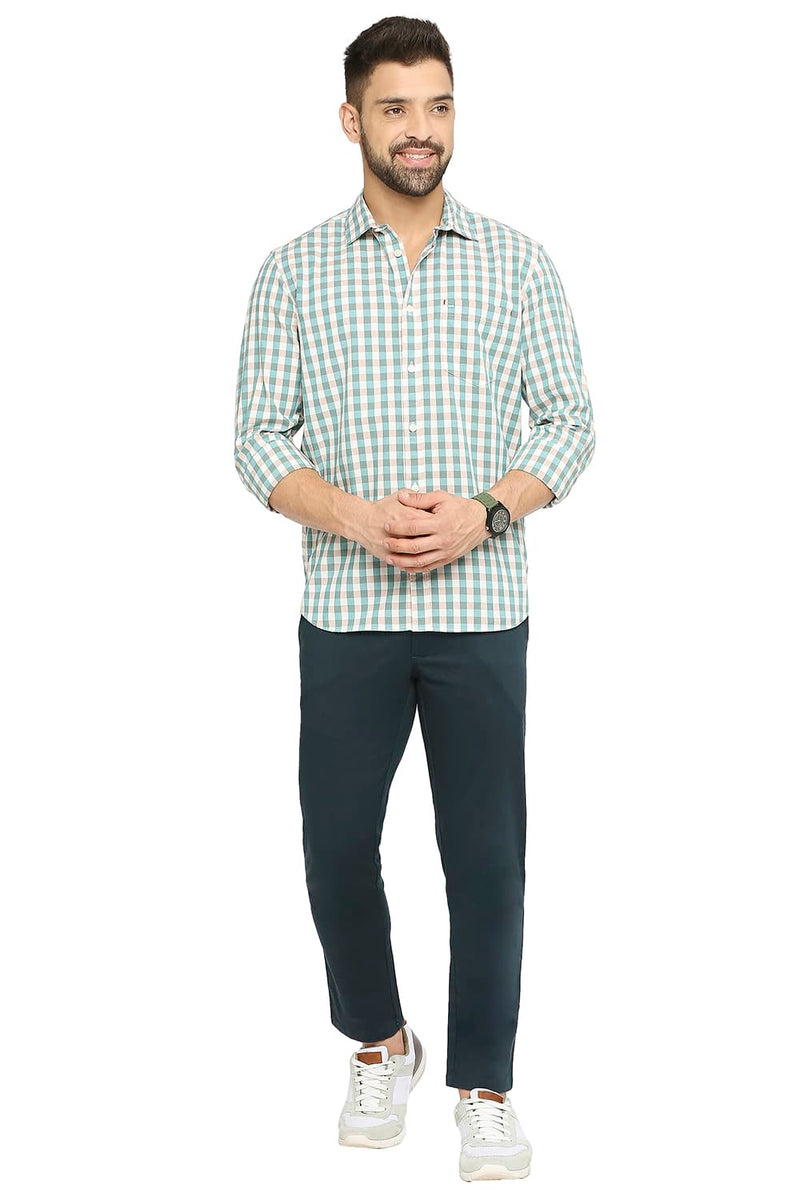 BASICS SLIM FIT COTTON CHECKS SHIRT