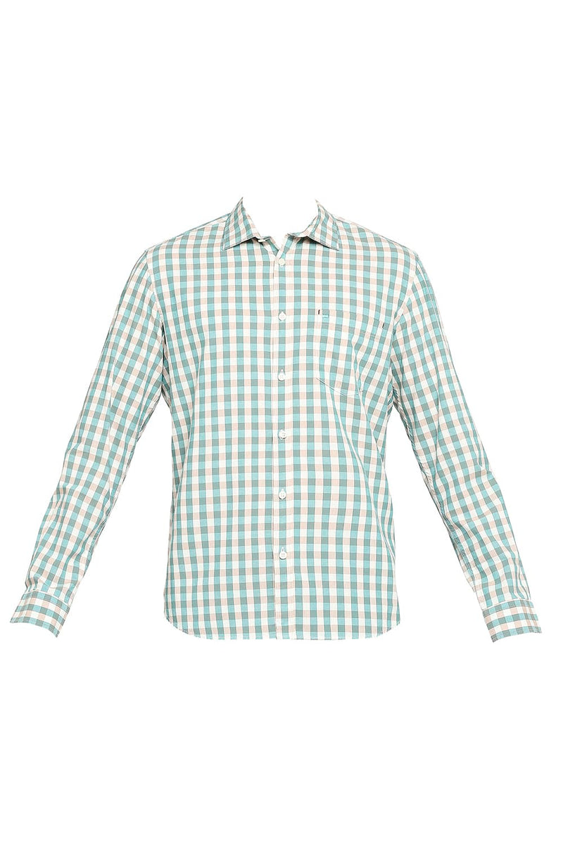 BASICS SLIM FIT COTTON CHECKS SHIRT