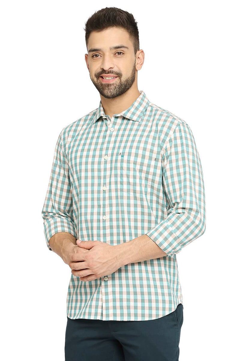 BASICS SLIM FIT COTTON CHECKS SHIRT