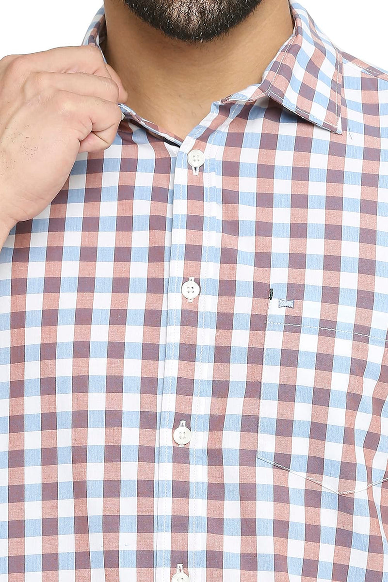 BASICS SLIM FIT COTTON CHECKS SHIRT