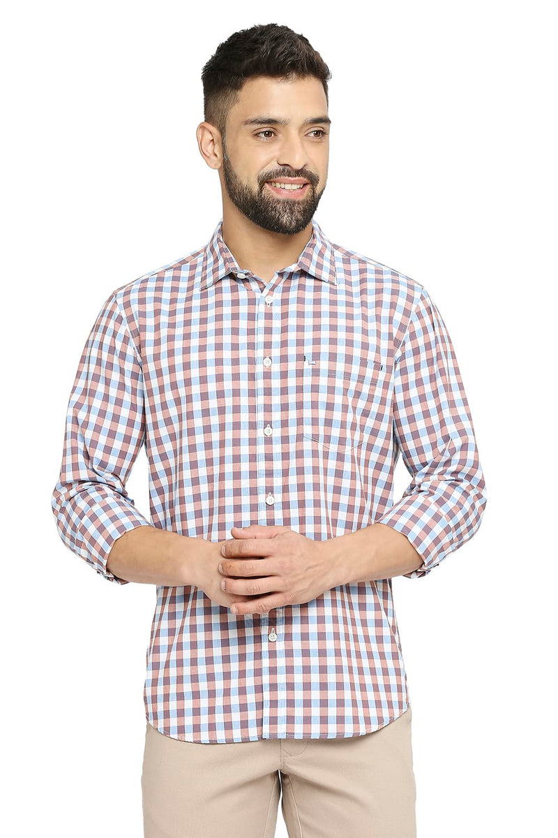 BASICS SLIM FIT COTTON CHECKS SHIRT