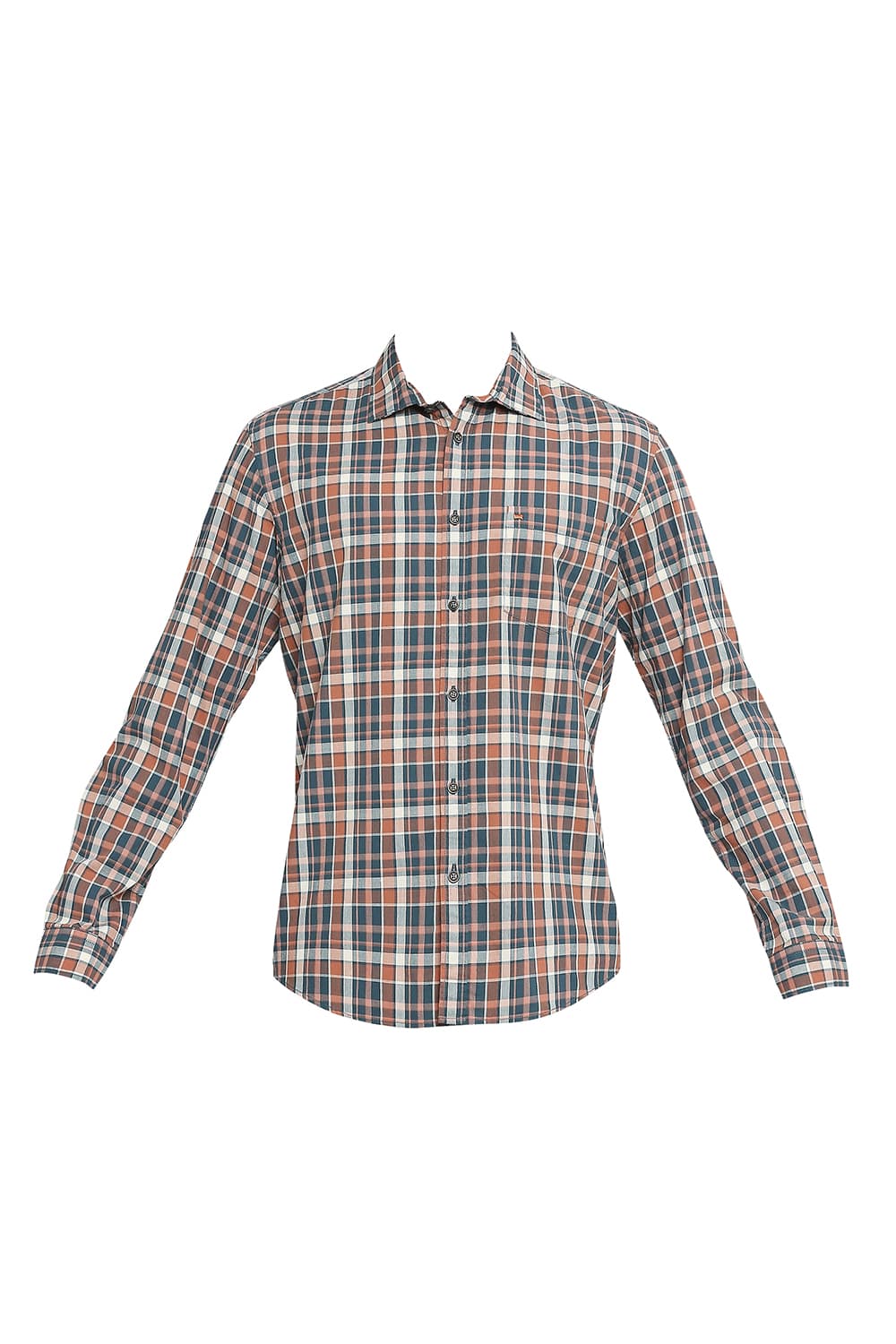 BASICS SLIM FIT COTTON CHECKS SHIRT