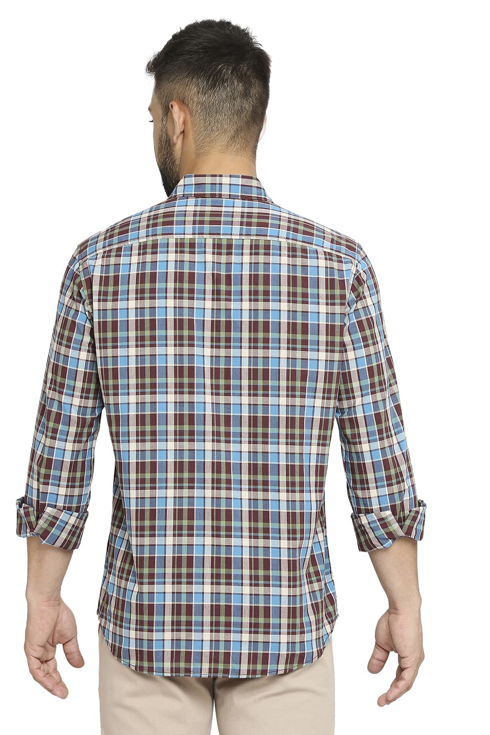 BASICS SLIM FIT COTTON CHECKS SHIRT