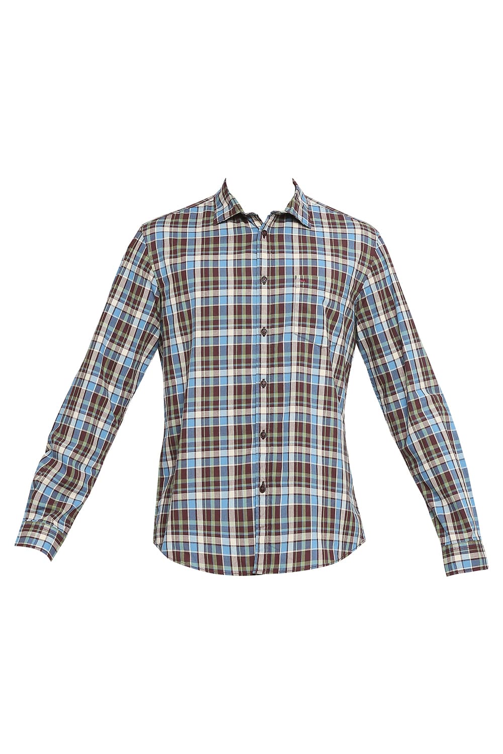 BASICS SLIM FIT COTTON CHECKS SHIRT