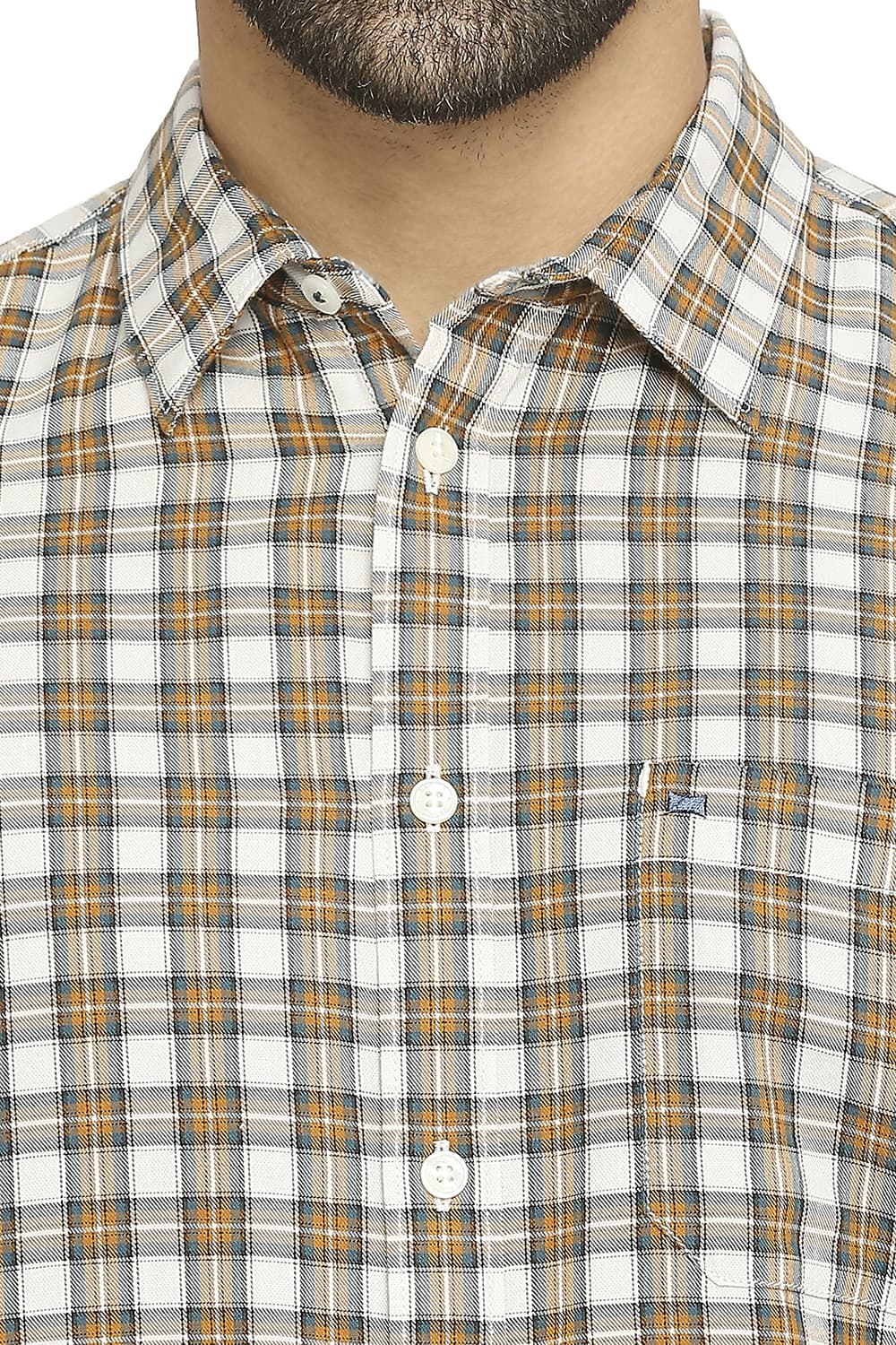 BASICS SLIM FIT COTTON TWILL CHECKS SHIRT