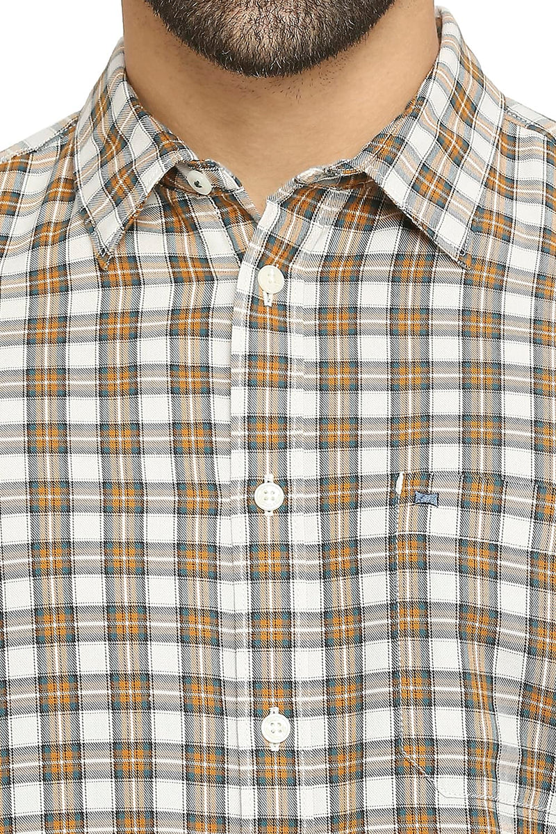 BASICS SLIM FIT COTTON TWILL CHECKS SHIRT