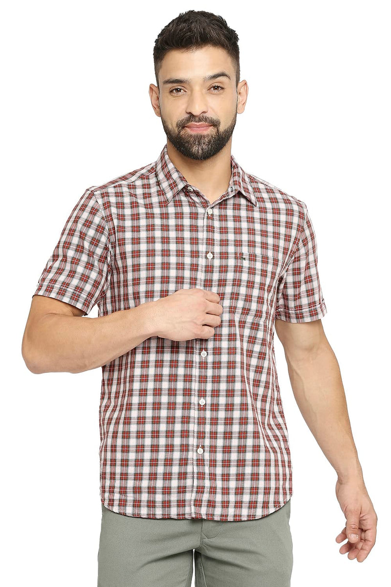 BASICS SLIM FIT COTTON TWILL CHECKS SHIRT