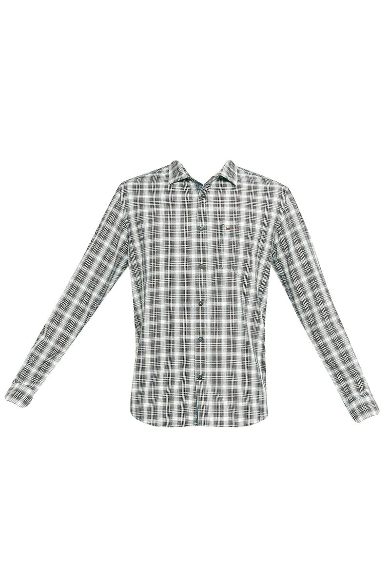 BASICS SLIM FIT COTTON TWILL CHECKS SHIRT