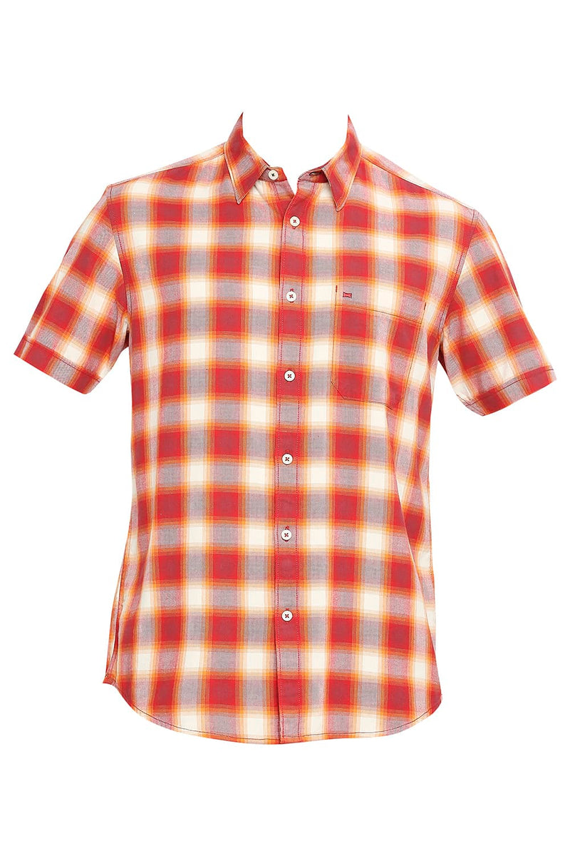 BASICS SLIM FIT COTTON BRUSHED TWILL CHECKS HALFSLEEVES SHIRT