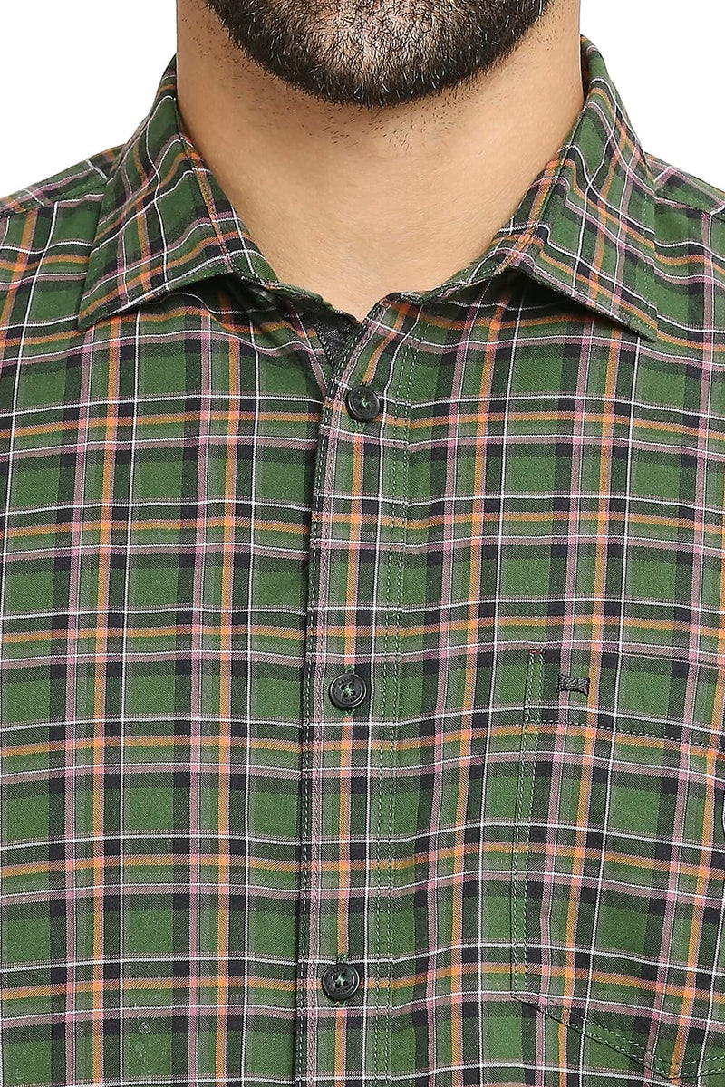 BASICS SLIM FIT COTTON OXFORD CHECKS HALFSLEEVES SHIRT